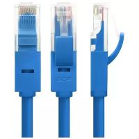 Кабель LAN для подключения интернета GCR cat5e RJ45 UTP 1м патч-корд patch cord шнур провод для роутер smart TV ПК синий литой