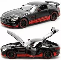 Машинка металлическая инерционная - модель Mercedes-benz Мерседес GT 1:24 21см - Черно-красный