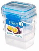 Набор из 3-х пищевых контейнеров FRESH 11,5х9х16 см, материал пластик, цвет голубой, Sistema, Новая Зеландия, SI921543