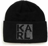 Шапка KARL LAGERFELD OS черная с отворотом и лого