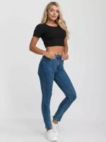 Джинсы скинни MKJeans, прилегающие, завышенная посадка, стрейч, размер 27, черный