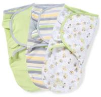 Набор конвертов для пеленания на липучке SwaddleMe Natural Bee/Stripe/Sage (3 шт.), размер S/M