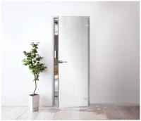 Межкомнатная стеклянная дверь RAL 9003 2000x700 с фурнитурой classic и R-коробкой серебро