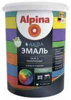 Alpina Aqua эмаль акриловая (белая, шелковисто-матовая, база 1, 0,9л)