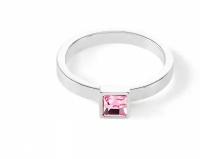 Кольцо Coeur de Lion, Swarovski Zirconia, кристалл, размер 17.2, розовый, серебряный