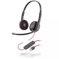 Профессиональные наушники с микрофоном для компьютера Plantronics Blackwire C3220-A, USB-A, шумоподавление, для UC (209745-201)