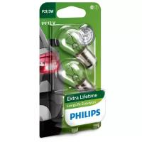 Лампа 12V P21/5W BAY15d двухконтактная блистер (2шт.) Long Life Eco Vision PHILIPS 12499LLECOB2