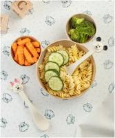 Набор детской посуды в форме Минни Маус тарелка с 3 секциями, ложка, вилка