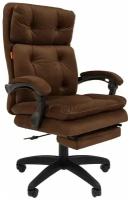 Компьютерное кресло для дома и офиса с подставкой для ног CHAIRMAN HOME 442, велюр, коричневый