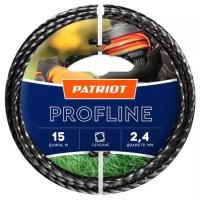 Леска для триммера Patriot Profline D 2,4 мм L 15 м (скрученный квадрат, черный) 240-15-5 на пластиковой обойме