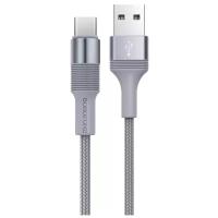 Data-кабели Borofone Кабель Borofone BX21, Type-C - USB, 3 А, 1 м, тканевая оплётка, серый