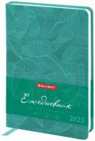 Ежедневник-планер (планинг) / записная книжка / блокнот датированный на 2023 год формата А5 (138x213 мм) Brauberg Foliage, под кожу, бирюзовый