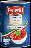 Томаты резаные в собственном соку с базиликом FEDERICI Peeled сhopped tomatoes with basil, 425мл