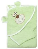 Набор для купания (полотенце-уголок, рукавица) с вышивкой «Мишка», размер 100х110 см, цвет зелёный