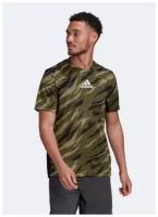 Футболка adidas Aeroready Feelstrong Camo, размер s, focus olive/white