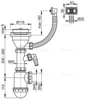 AlcaPlast Сифон для кухонной Мойка AlcaPlast A447P-DN50/40 белый