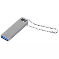 Компактная металлическая флешка Fero с отверстием для цепочки (64 GB USB 2.0 Серебро Mini031 С лазерной гравировкой надписи)