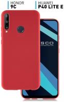 Чехол -накладка для Huawei P40 Lite E, Honor 9C (Хуавей П40 Лайт, Хонор 9С) Тонкий с матовым покрытием, защита модуля камер, красный ROSCO