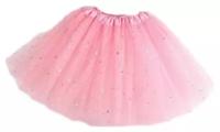 Юбка-пачка для девочки розового цвета размер 116-120/ Пышная юбка для детей/ Розовая юбка с блестками/ Юбка сетчатая