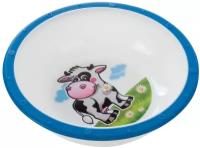 Миска пластиковая Canpol Little cow арт. 4/416, 4+ мес, цвет синий, рисунок коровка