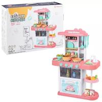 Кухня игрушечная детская с посудой и продуктами (свет, звук, подача воды) высота 72 см / Игровой набор Oubaoloon 889-166 в коробке