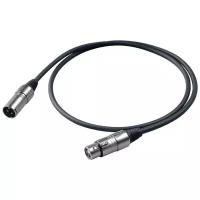 Кабель PROEL 3P XLR (m) - 3P XLR (f), 1 м, 1 шт., черный