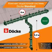 Комплект водосточной системы Docke Standard для ската 6м, Зеленый (RAL 6005)