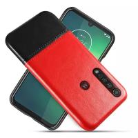 Чехол панель-накладка MyPads для Moto G8 Plus обтянутый качественной импортной кожей двухцветный дизайнерский с элегантной прошивкой красный-черный