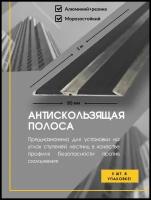 Алюминиевая полоса-порог с 2 резиновыми вставками, цвет вставки черный, длина 1 метр, ширина 80 мм, высота 5 мм, упаковка из 5 штук