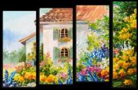 Модульная картина Дом в цветнике, Картина 142х90 см