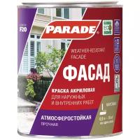 Краска акриловая Parade Classic F20 Фасад матовая белая 0.9 л 1.45 кг