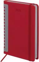 Ежедневник-планер (планинг), записная книжка, блокнот датированный на 2024 год А5 138x213мм Brauberg Original, под кожу, бордо/серый, 114941