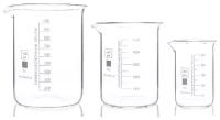 Набор лабораторных стаканов (тип Н, низкий с делениями и носиком, термостойкий) ТС 1000, 500, 250 мл