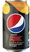Газированный напиток Pepsi Max со вкусом Манго, без сахара, в ж/б, 0,33 л х 10 шт