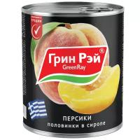 Консервированные персики Green Ray половинками в сиропе, жестяная банка