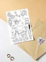 TATTOO-STICKERS Переводные татуировки Минималистичные, контурные 11*15 см