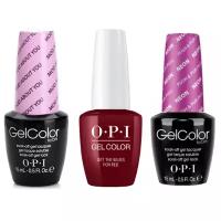 Гель-лак OPI GELCOLOR, Комплект 3 цвета. (1. The Blues for Red 2. Mod About You 3. Push & Pur-Pul) Объем 15 мл