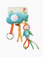 330667, Развивающая игрушка Happy Baby облако С пчёлкой погремушка, подвеска, прорезыватель с безопасным зеркалом, разноцветная, 0+
