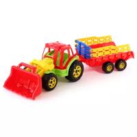 Трактор Poltoys Turbo с прицепом и ковшом (PL1043), 72 см