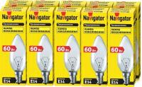 Лампа накаливания Navigator 94 304 NI-B, 60 Вт, свеча, Е14, упаковка 10 шт