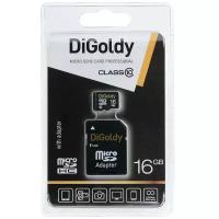 Карта памяти Digoldy microSDHC class 10 + SD adapter 16 GB, адаптер на SD