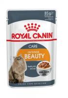 Влажный корм для кошек (пауч) Royal Canin Intense Beauty для поддержания красоты шерсти в желе,упаковка 24шт *85 г