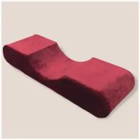 Подушка одноуровневая под голову клиента на кушетку, материал велюр, цвет марсала (бордо)