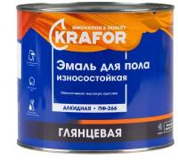 Эмаль ПФ-266 для пола Krafor, алкидная, глянцевая, 1,9 кг, золотистая