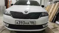 Утеплитель решетки радиатора зимний трёхслойный прочный для Skoda Rapid 2012-2017 Шкода Рапид