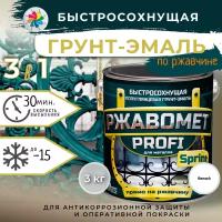 Быстросохнущая краска по металлу, Ржавомет PROFI SPRINT, Белая, 3кг