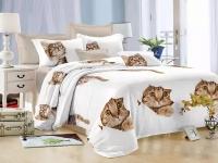 Комплект постельного белья Эльф 1,5 спальный, Микросатин, наволочки 70x70, котенок