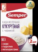 Каша Semper Кукурузная с черникой молочная, с 6 месяцев, 180 г