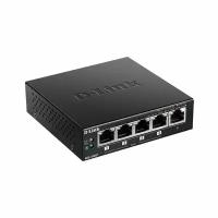 Коммутатор D-Link (DGS-1005P/A1A) Неуправляемый, 5 ports 10/100/1000Base-T, PoE-бюджет 60 Вт