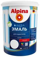 Эмаль для радиаторов Alpina Аква, акриловая, глянцевая, белая, 0,9 л